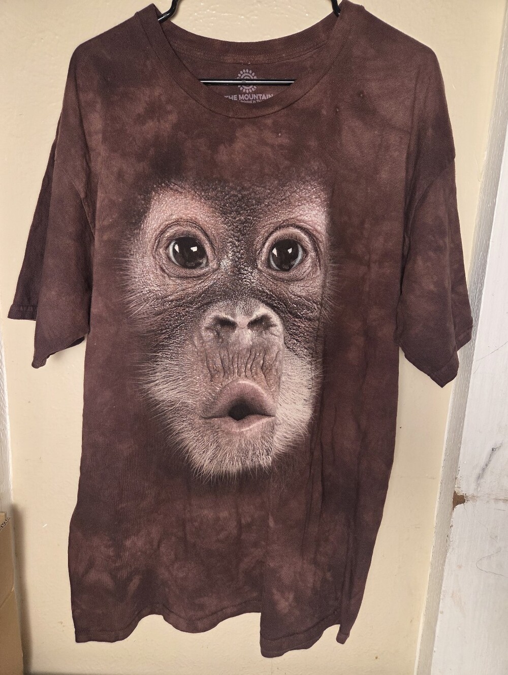 The Mountain Monkey Big Face Chimpanzee Shirt Brown Adult Size XL Zoo Mens